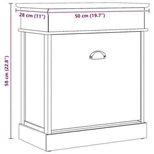 Шкаф за обувки, сив, 50x28x58 см, дърво от пауловния