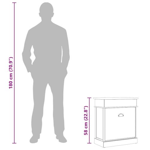 Шкаф за обувки, сив, 50x28x58 см, дърво от пауловния