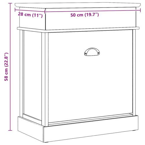 Шкаф за обувки, бял, 50x28x58 см, дърво от пауловния