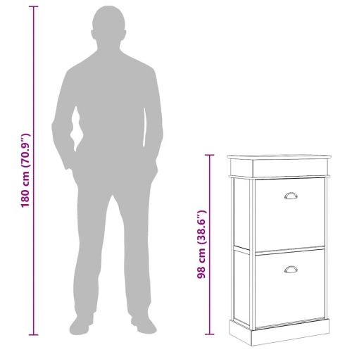 Шкаф за обувки, кафяв, 50x28x98 см, дърво от пауловния