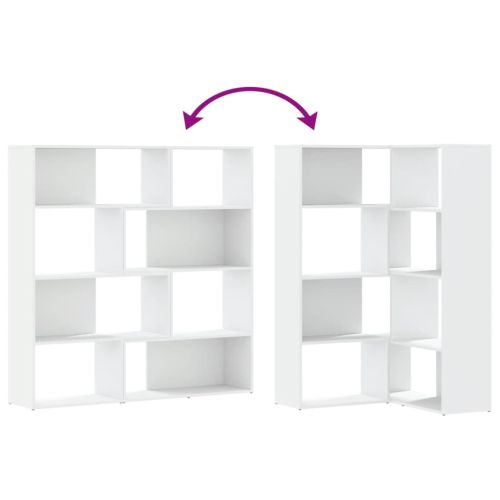 Ъглова етажерка 4 нива бял 85x85x140 см инженерно дърво