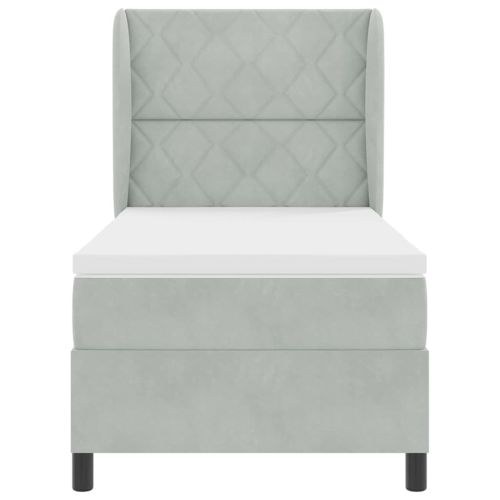 Легло с пружинирана основа Светлосиво 190 x 90 cm Полиестер