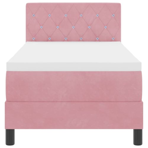 LED кутия за пружини с легло с матрак Розово 80 x 200 cm Кадифе