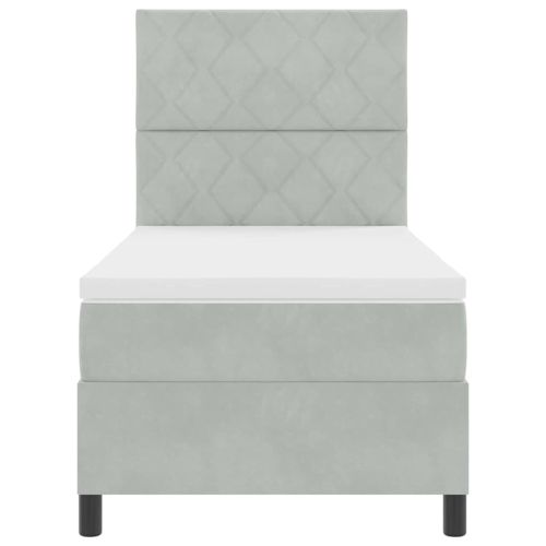 LED кутия за пружини с легло Светлосиво 90 x 190 cm текстил