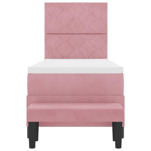 Легло с пружинирана основа с матрак Розово 80 x 200 cm Кадифе