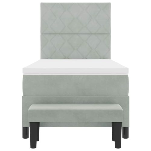 Легло с пружинирана основа Светлосиво 90 x 190 cm Кадифе