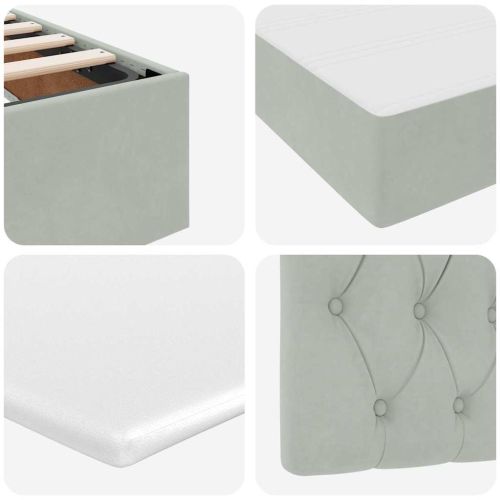 Легло с място за съхранение Светлосиво 90 x 190 cm Кадифе