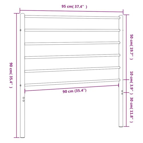 Метална резервна табла за легло, черна, 90 см
