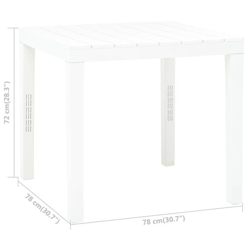 Градинска маса, бяла, 78x78x72 см, пластмаса