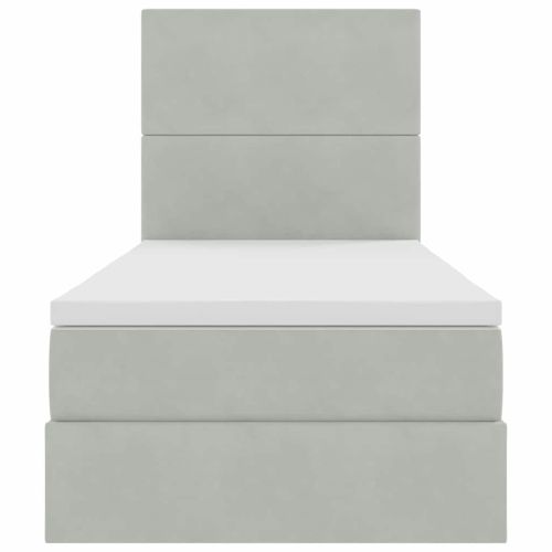 Легло с място за съхранение и матрак Светлосиво 90 x 190 cm