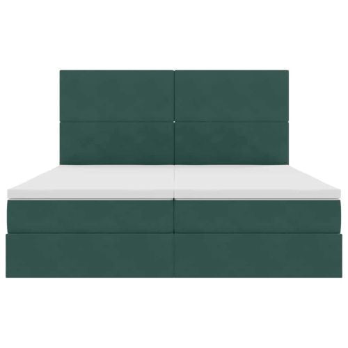 Легло С LED лентисти светлини Тъмен зелен 200 x 200 cm Кадифе