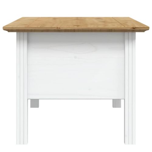 Маса за кафе BODO, бяло и кафяво, 100x55x46 см, бор масив