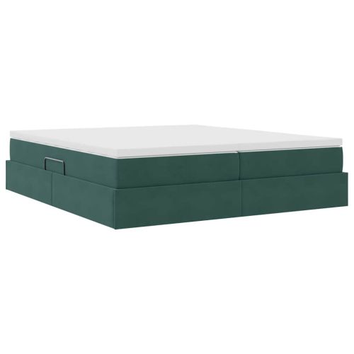 Легло с място за съхранение и матрак Тъмен зелен 200 x 200 cm