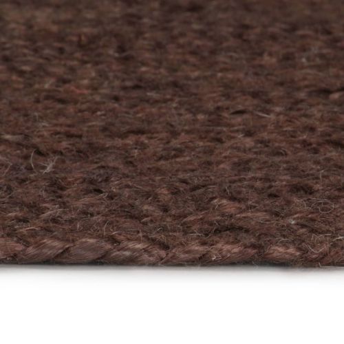 Ръчно тъкан килим от юта, кръгъл, 90 см, кафяв