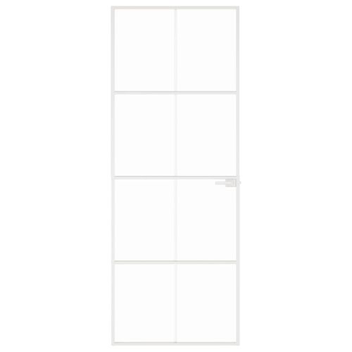 Интериорна врата бяла 76x201,5 см закалено стъкло и алуминий
