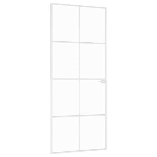 Интериорна врата бяла 83x201,5 см закалено стъкло и алуминий