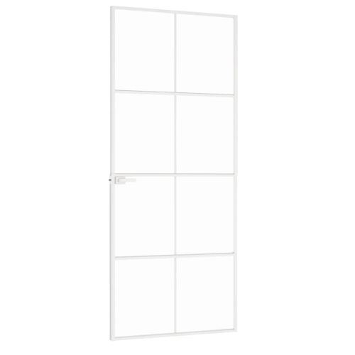 Интериорна врата бяла 83x201,5 см закалено стъкло и алуминий