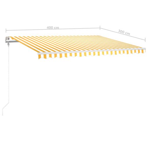 Автоматичен сенник LED и сензор за вятър 400x300 см жълто/бяло