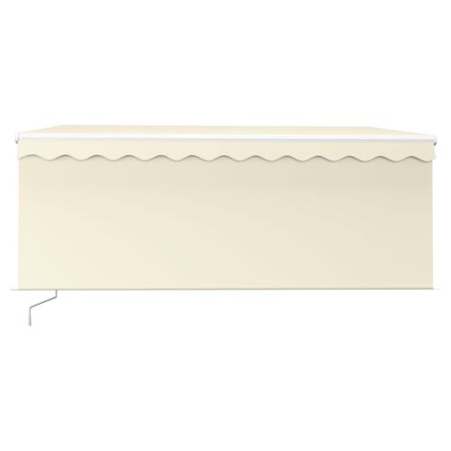 Ръчно прибиращ се сенник с щора и LED 3,5x2,5 м кремав