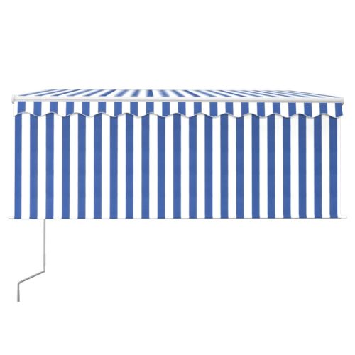 Автоматичен сенник щора LED сензор за вятър 3,5x2,5 м синьо-бял