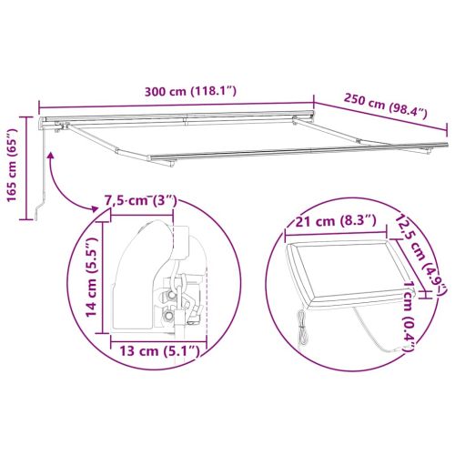 Рамка за сенник Бяло 300 x 250 cm Алуминий