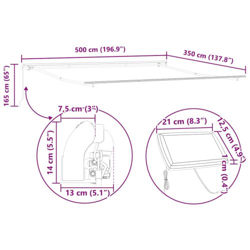 Рамка за сенник Антрацит 500 × 350 cm Алуминий