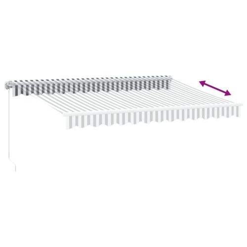 Ръчно прибираща се тента с LED, антрацит и бял, 350x250 см