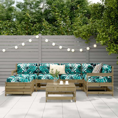 Градински комплект диван от 7 части, импрегниран бор