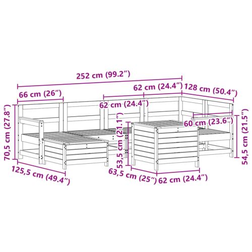 Градински комплект диван от 7 части, импрегниран бор