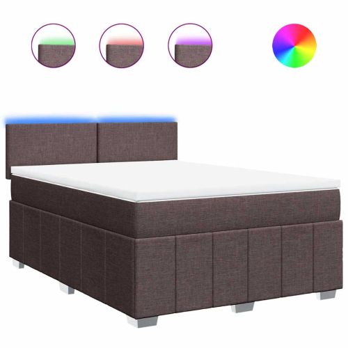 Боксспринг легло с матрак, тъмнокафяво, 140x190 см, плат