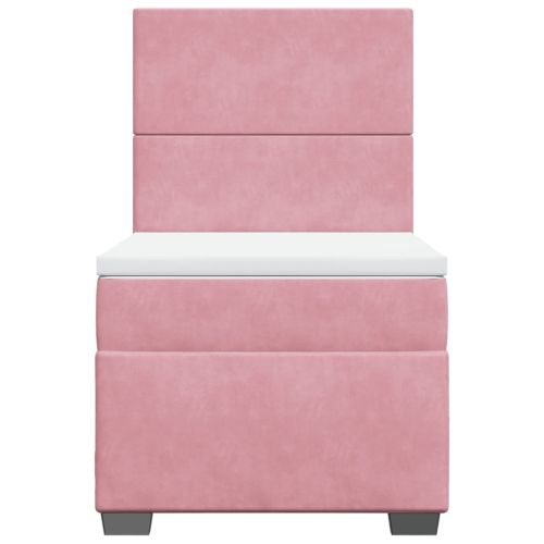 Боксспринг легло с матрак, розово, 80x200 см, кадифе