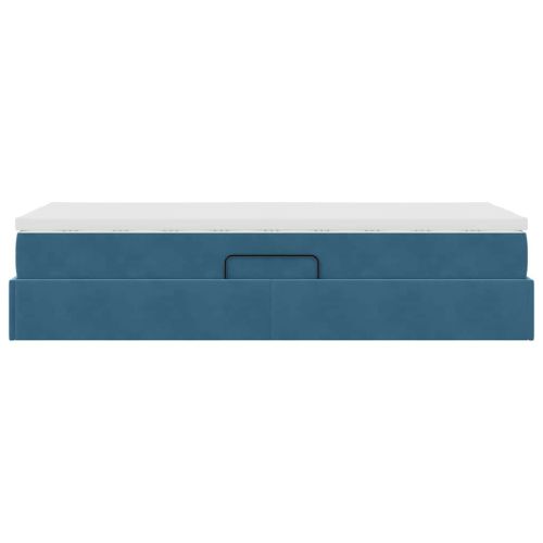 Легло с място за съхранение и матрак Тъмен син 100 x 200 cm