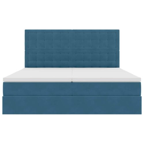 Легло с място за съхранение Тъмен син 200 x 200 cm Кадифе