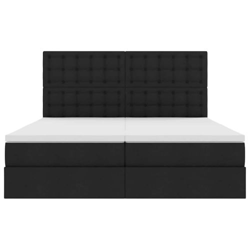 Легло С LED лентисти светлини Черно 180 x 200 cm текстил