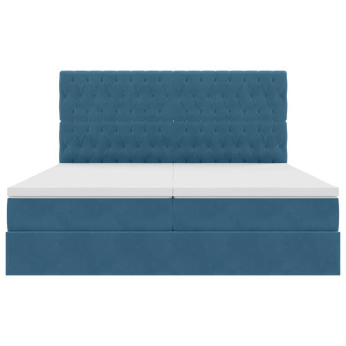 Легло С LED лентисти светлини Тъмен син 200 x 200 cm Кадифе