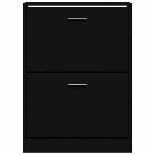 Шкаф за обувки, черен, 59x17x81 см, инженерно дърво