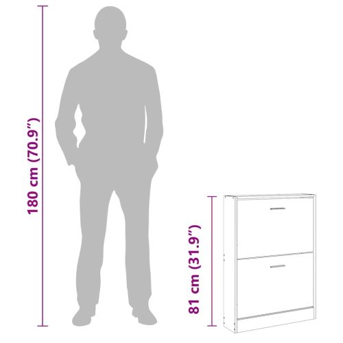 Шкаф за обувки, черен, 59x17x81 см, инженерно дърво