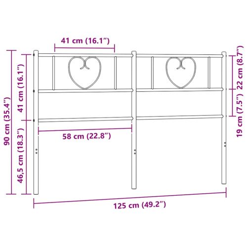 Метална резервна табла за легло, черна, 120 см