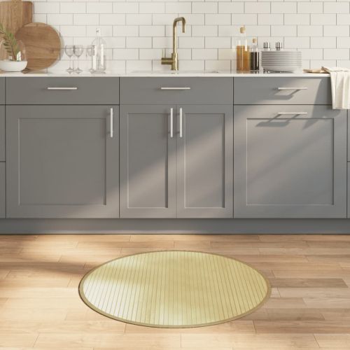 Килим, кръгъл, светъл натурален, 80 см, бамбук