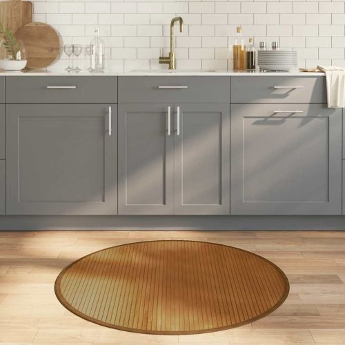 Килим, кръгъл, кафяв, 100 см, бамбук