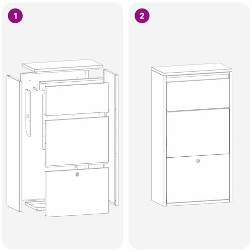 Пощенска кутия за пратки с врата Бяло 44 x 22 x 82 см Стомана