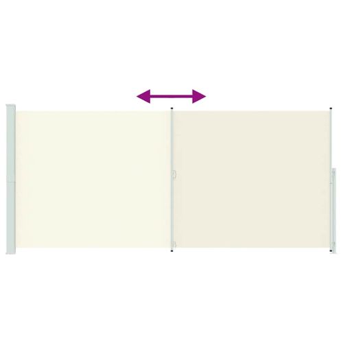 Прибираща се дворна странична тента, 220x500 см, кремава