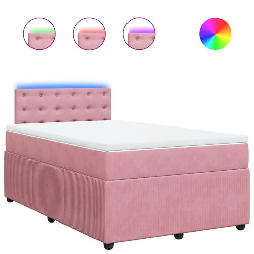 Боксспринг легло с матрак, розово, 120x190 см, кадифе