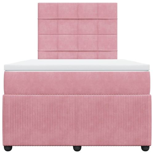 Боксспринг легло с матрак, розово, 120x190 см, кадифе