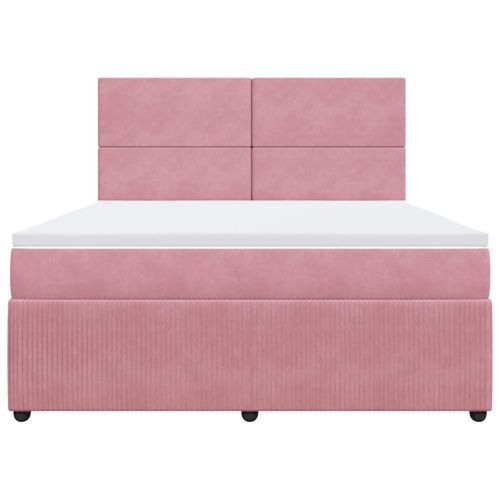Боксспринг легло с матрак, розово, 180x200 см, кадифе