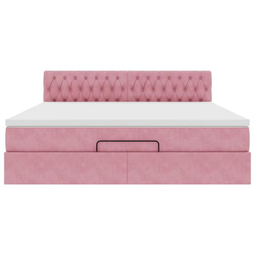 Османска легло с матрак, розово, 180x200 см, кадифе