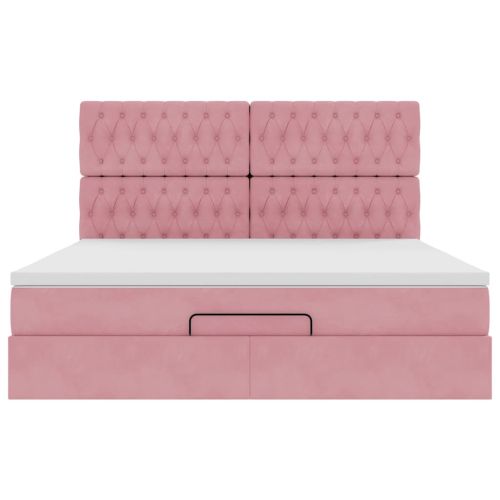 Османска легло с матраци, розово, 180x200 см, кадифе