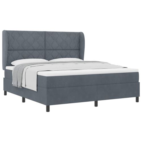 Легло с пружинирана основа Тъмен сив 200 x 180 cm Полиестер