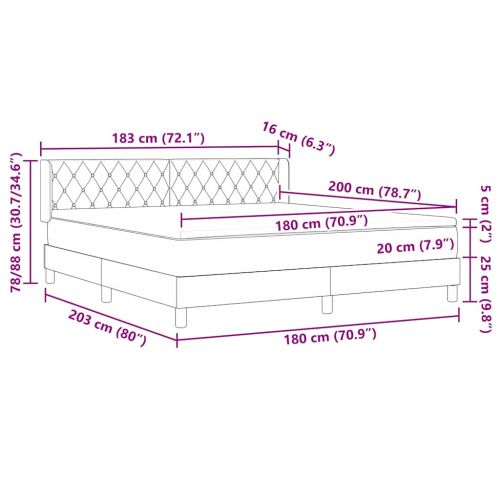 Легло с пружинирана основа Тъмен син 200 x 180 cm Полиестер