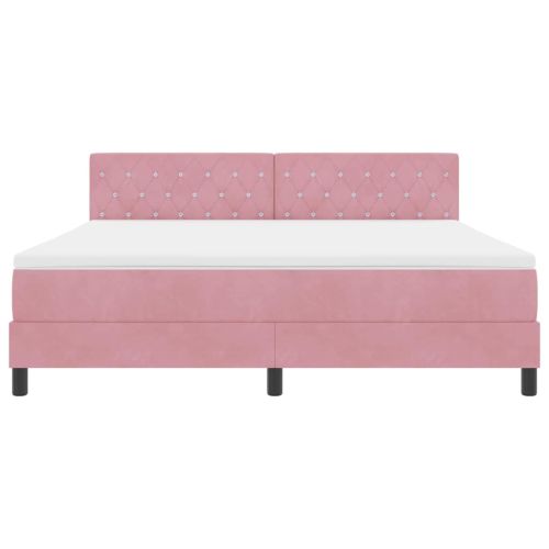 LED кутия за пружини с легло с LED Розово 180 x 200 cm Кадифе